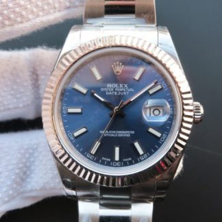 Rolex DateJust II SS Fluted Bezel Blue Dial SS Bracelet