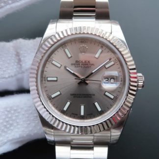 Rolex DateJust II SS Fluted Bezel Gray Dial SS Bracelet