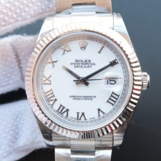 Rolex DateJust II SS Fluted Bezel White Dial Roman Numerals SS Bracelet