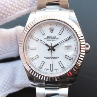 Rolex DateJust II SS Fluted Bezel White Dial SS Bracelet