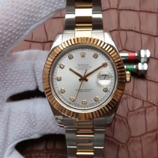 Rolex DateJust SS/RG White Dial RG Wrapped Fluted Beze SS/RG Bracelet